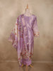 Lavender Floral Thread Embroidered Design Tissue Straight Cut Salwar Suit