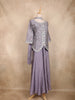 Lavender Floral Thread Embroidered Semi Silk Palazzo Suit with Dupatta
