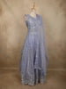 Lavender Floral Thread and Mirror Embroidered Design Net Gown with Dupatta