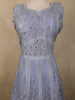 Lavender Floral Thread and Mirror Embroidered Design Net Gown with Dupatta