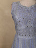 Lavender Floral Thread and Mirror Embroidered Design Net Gown with Dupatta