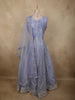 Lavender Floral Thread and Mirror Embroidered Design Net Gown with Dupatta
