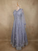 Lavender Floral Thread and Mirror Embroidered Design Net Gown with Dupatta