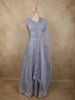 Lavender Floral Thread and Mirror Embroidered Design Net Gown with Dupatta