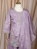 Lavender Floral Thread and Sequins Embroidered Design Tissue Silk Kids Palazzo Suit