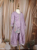 Lavender Floral Thread and Sequins Embroidered Design Tissue Silk Kids Palazzo Suit