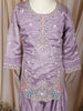 Lavender Floral Thread and Sequins Embroidered Design Tissue Silk Kids Palazzo Suit