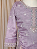 Lavender Floral Thread and Sequins Embroidered Design Tissue Silk Kids Palazzo Suit