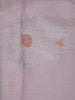 Lavender Floral Woven Art Silk Saree with Contrast Silver Zari Border