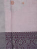 Lavender Floral Woven Art Silk Saree with Contrast Silver Zari Border
