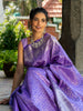 Lavender Floral Woven Pure Kanchipuram Silk Saree - Diadem