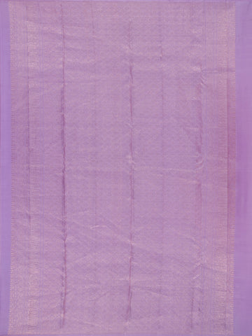 Lavender Geometric Checks And Leaf Motif Woven Pure Kanchipuram Silk Saree - Diadem