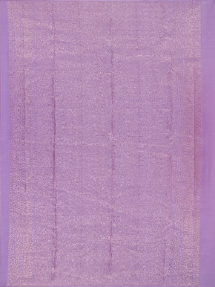 Lavender Geometric Checks And Leaf Motif Woven Pure Kanchipuram Silk Saree - Diadem