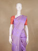 Lavender Geometric Checks And Leaf Motif Woven Pure Kanchipuram Silk Saree - Diadem