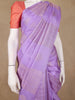 Lavender Geometric Checks And Leaf Motif Woven Pure Kanchipuram Silk Saree - Diadem