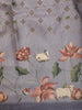 Lavender Grey Floral Printed Design Semi Tussar Fancy Saree with Floral Border