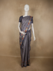 Lavender Grey Floral Printed Design Semi Tussar Fancy Saree with Floral Border