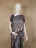Lavender Grey Floral Printed Design Semi Tussar Fancy Saree with Floral Border
