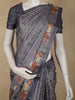 Lavender Grey Floral Printed Design Semi Tussar Fancy Saree with Floral Border