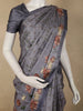 Lavender Grey Floral Printed Design Semi Tussar Fancy Saree with Floral Border