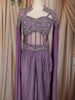 Lavender Heavy Sequins and Beads Embroidered Design Satin Silk Skirt Top with Cape Sleeve