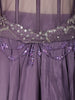 Lavender Heavy Sequins and Beads Embroidered Design Satin Silk Skirt Top with Cape Sleeve