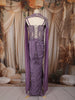 Lavender Heavy Sequins and Beads Embroidered Design Satin Silk Skirt Top with Cape Sleeve