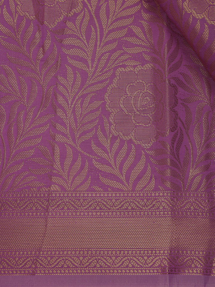 Lavender Leaf Motif Banarasi Silk Saree - Diadem