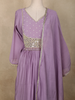 Lavender Mirror Work Embroidered Cotton Salwar Suit with Dupatta