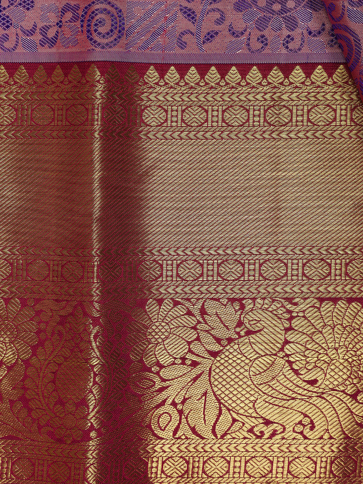 Lavender Paisley Woven Pure Kanchipuram Silk Saree - Diadem