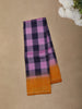 Lavender Purple Checked Woven Design Kanchipuram Silk Saree with Contrast Border