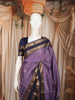 Lavender Purple Vertical Striped and Butta Zari Woven Design Pure Kanchipuram Silk Saree with Contrast Zari Border