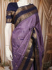 Lavender Purple Vertical Striped and Butta Zari Woven Design Pure Kanchipuram Silk Saree with Contrast Zari Border