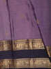Lavender Purple Vertical Striped and Butta Zari Woven Design Pure Kanchipuram Silk Saree with Contrast Zari Border