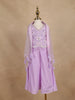 Lavender Sequin And Bead Embroidered Kids Georgette Palazzo Suit With Tassel Dupatta