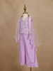 Lavender Sequin And Bead Embroidered Kids Georgette Palazzo Suit With Tassel Dupatta
