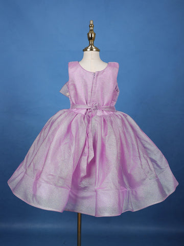 Lavender Sequin Embellished Party Wear Net Frock with Oversized Bow - Diadem
