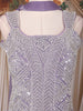 Lavender Sequins Design Organza Palazzo Suit with Choker Dupatta