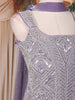Lavender Sequins Design Organza Palazzo Suit with Choker Dupatta