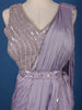 Lavender Solid Design Satin Ready To Wear Saree with Designer Blouse - Diadem