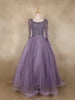 Lavender Sequins Embellished Design Net Ball Gown with Full Sleeves