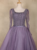 Lavender Sequins Embellished Design Net Ball Gown with Full Sleeves