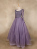Lavender Sequins Embellished Design Net Ball Gown with Full Sleeves