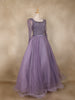 Lavender Sequins Embellished Design Net Ball Gown with Full Sleeves