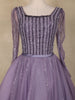 Lavender Sequins Embellished Design Net Ball Gown with Full Sleeves