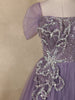 Lavender Sequins Embellished Design Net Ball Gown with Puff Sleeves