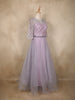 Lavender Sequins Embellished Design Net Gown