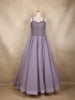 Lavender Sequins Embellished Net Partywear Gown with Cape Sleeves