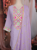 Lavender Sequins Embroidered Cotton Palazzo Suit with Dupatta