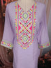 Lavender Sequins Embroidered Cotton Palazzo Suit with Dupatta